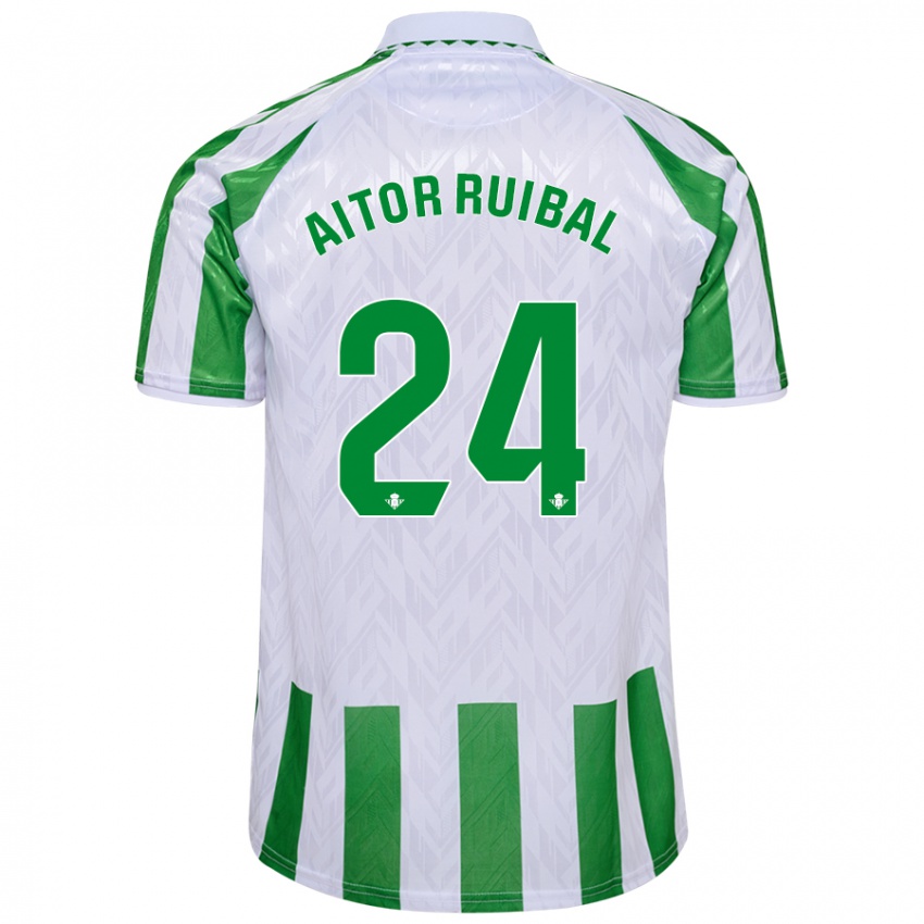 Niño Camiseta Aitor Ruibal #24 Verde Rayas Blancas 1ª Equipación 2024/25 La Camisa