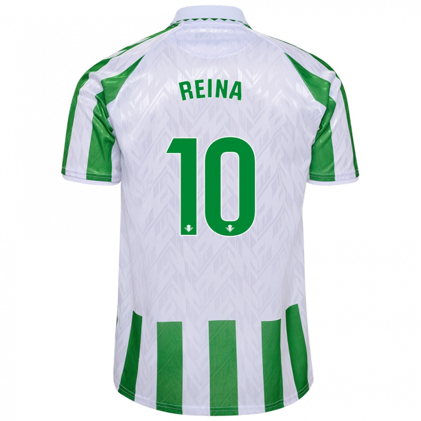 Niño Camiseta Carlos Reina #10 Verde Rayas Blancas 1ª Equipación 2024/25 La Camisa