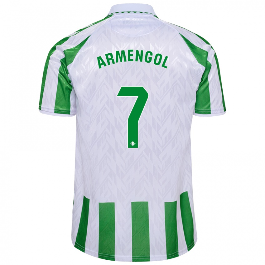 Niño Camiseta Carla Armengol Joaniquet #7 Verde Rayas Blancas 1ª Equipación 2024/25 La Camisa