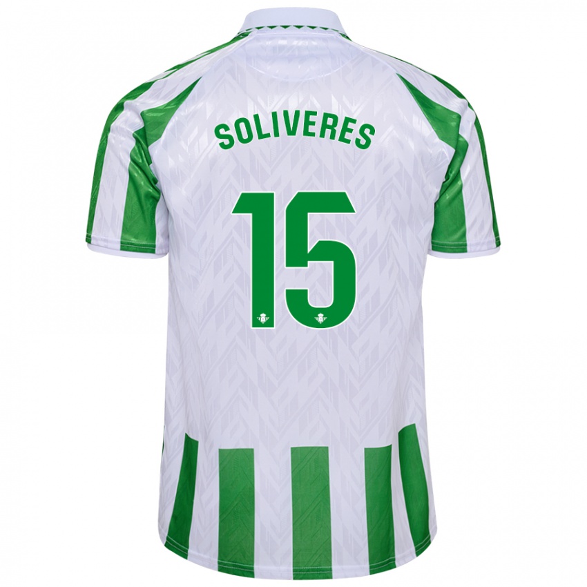 Niño Camiseta Gema Soliveres #15 Verde Rayas Blancas 1ª Equipación 2024/25 La Camisa