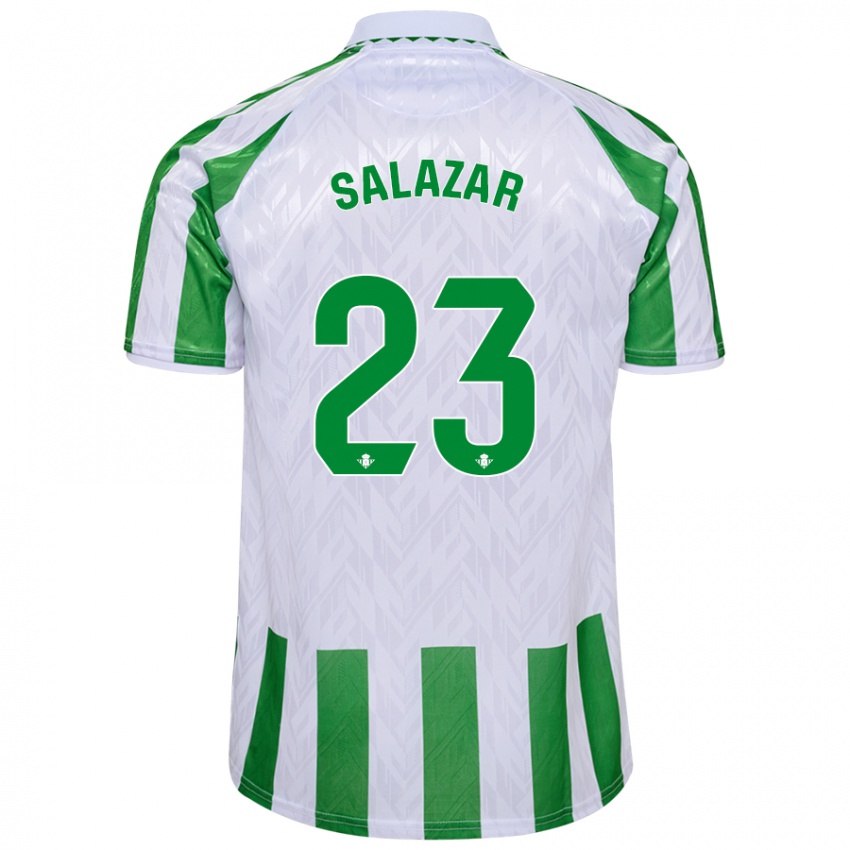 Niño Camiseta Noelia Salazar #23 Verde Rayas Blancas 1ª Equipación 2024/25 La Camisa