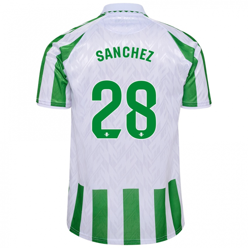 Niño Camiseta Marina Sánchez #28 Verde Rayas Blancas 1ª Equipación 2024/25 La Camisa