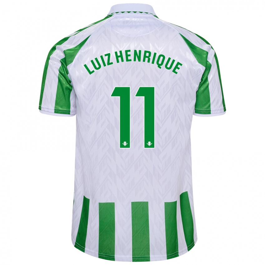 Niño Camiseta Luiz Henrique #11 Verde Rayas Blancas 1ª Equipación 2024/25 La Camisa