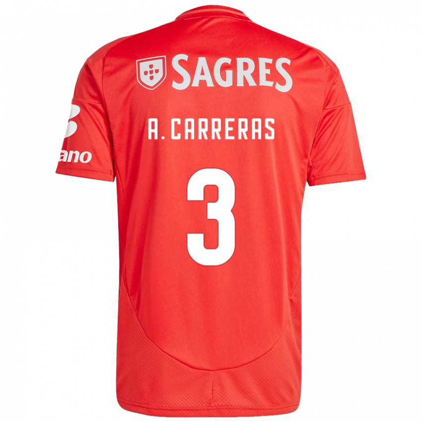 Niño Camiseta Álvaro Fernández #3 Rojo Blanco 1ª Equipación 2024/25 La Camisa