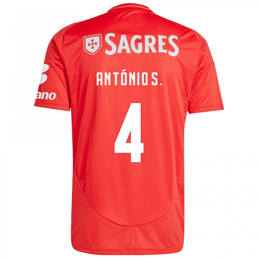 Niño Camiseta António Silva #4 Rojo Blanco 1ª Equipación 2024/25 La Camisa