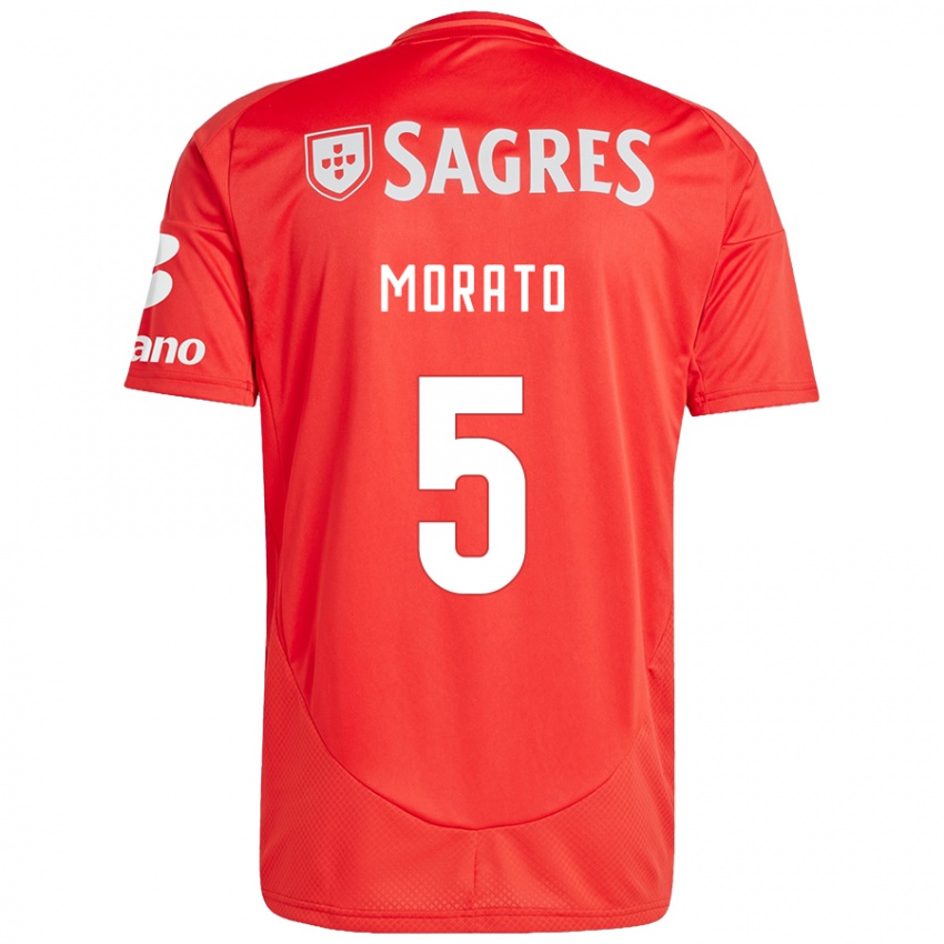 Niño Camiseta Morato #5 Rojo Blanco 1ª Equipación 2024/25 La Camisa