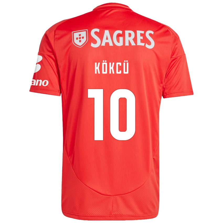 Niño Camiseta Orkun Kökcü #10 Rojo Blanco 1ª Equipación 2024/25 La Camisa