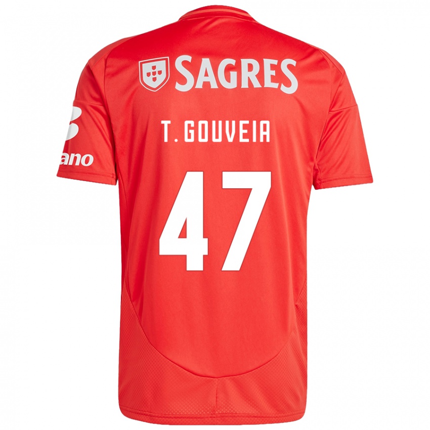 Niño Camiseta Tiago Gouveia #47 Rojo Blanco 1ª Equipación 2024/25 La Camisa