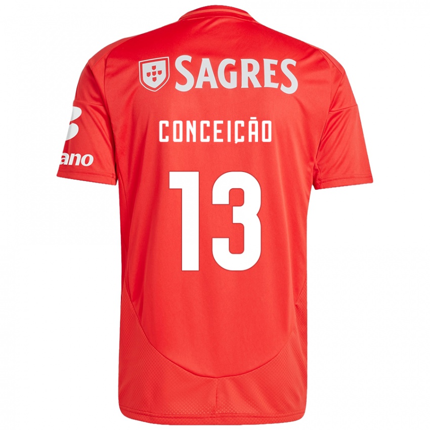 Niño Camiseta João Conceição #13 Rojo Blanco 1ª Equipación 2024/25 La Camisa