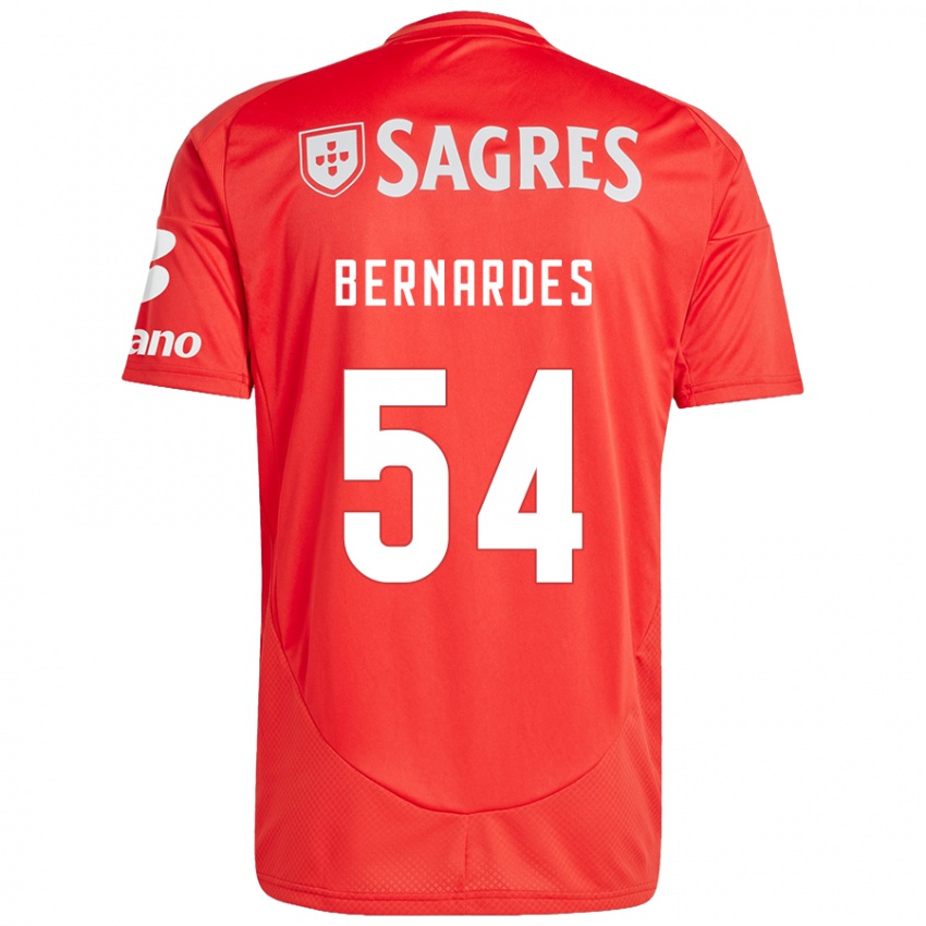 Niño Camiseta Bernardes #54 Rojo Blanco 1ª Equipación 2024/25 La Camisa