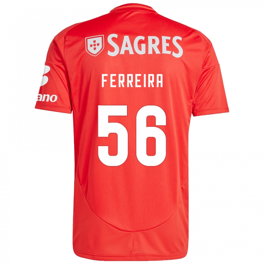 Niño Camiseta Martim Ferreira #56 Rojo Blanco 1ª Equipación 2024/25 La Camisa