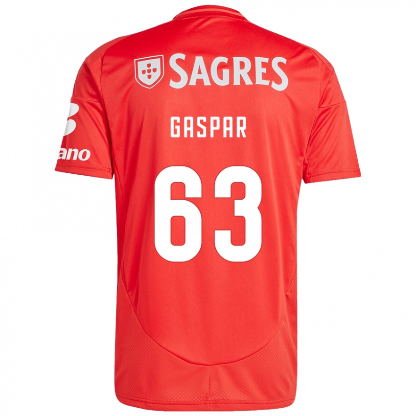 Niño Camiseta Guilherme Gaspar #63 Rojo Blanco 1ª Equipación 2024/25 La Camisa