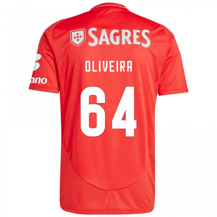 Niño Camiseta Gonçalo Oliveira #64 Rojo Blanco 1ª Equipación 2024/25 La Camisa