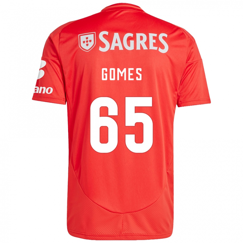 Niño Camiseta André Gomes #65 Rojo Blanco 1ª Equipación 2024/25 La Camisa