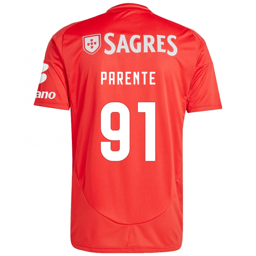 Niño Camiseta Tiago Parente #91 Rojo Blanco 1ª Equipación 2024/25 La Camisa