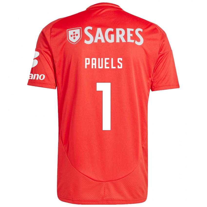 Niño Camiseta Lena Pauels #1 Rojo Blanco 1ª Equipación 2024/25 La Camisa