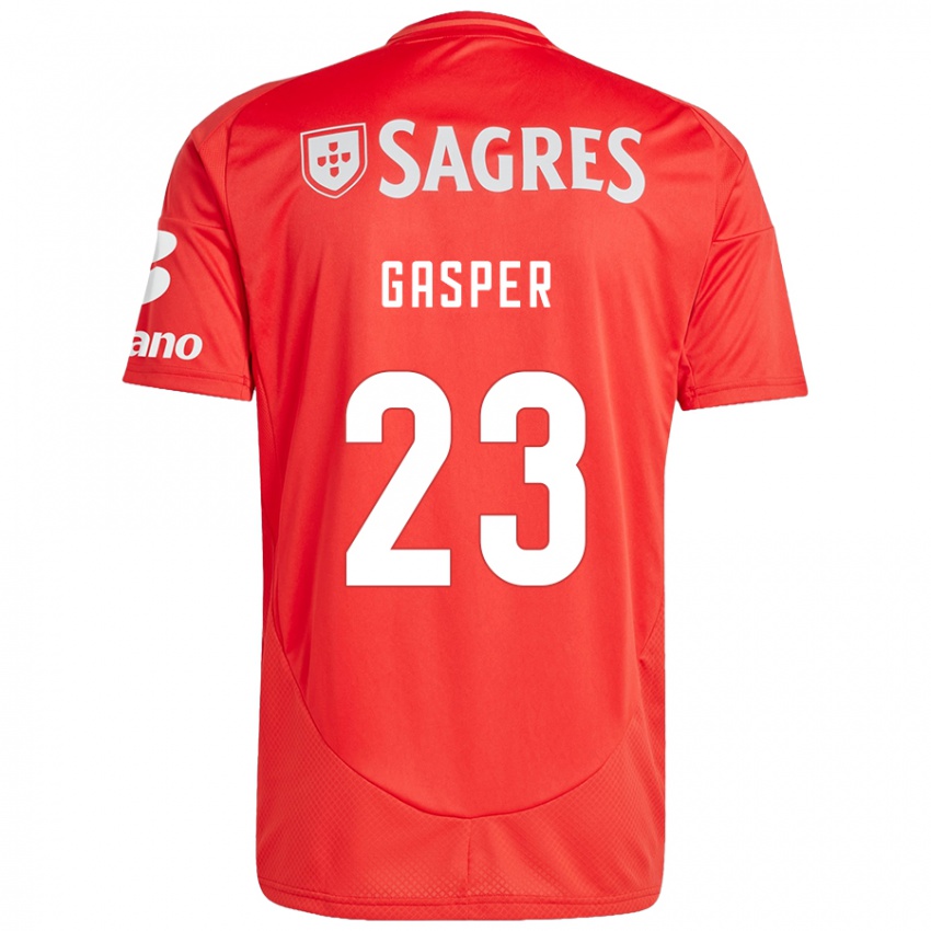 Niño Camiseta Anna Gasper #23 Rojo Blanco 1ª Equipación 2024/25 La Camisa