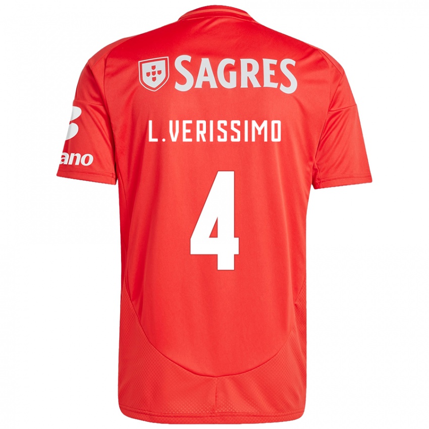 Niño Camiseta Lucas Verissimo #4 Rojo Blanco 1ª Equipación 2024/25 La Camisa