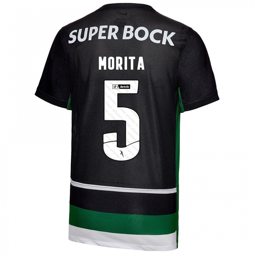 Niño Camiseta Hidemasa Morita #5 Negro Blanco Verde 1ª Equipación 2024/25 La Camisa