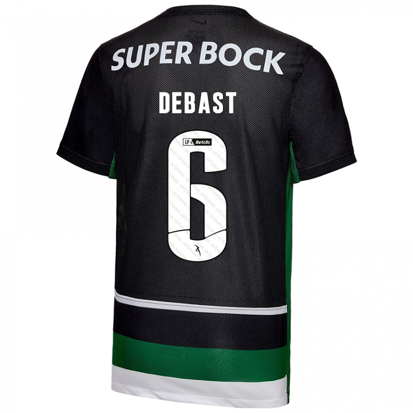 Niño Camiseta Zeno Debast #6 Negro Blanco Verde 1ª Equipación 2024/25 La Camisa