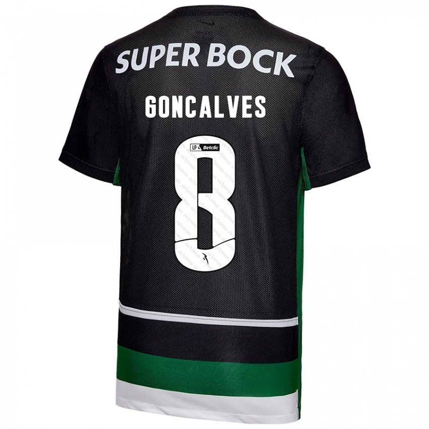 Niño Camiseta Pedro Gonçalves #8 Negro Blanco Verde 1ª Equipación 2024/25 La Camisa