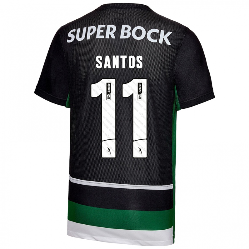 Niño Camiseta Nuno Santos #11 Negro Blanco Verde 1ª Equipación 2024/25 La Camisa