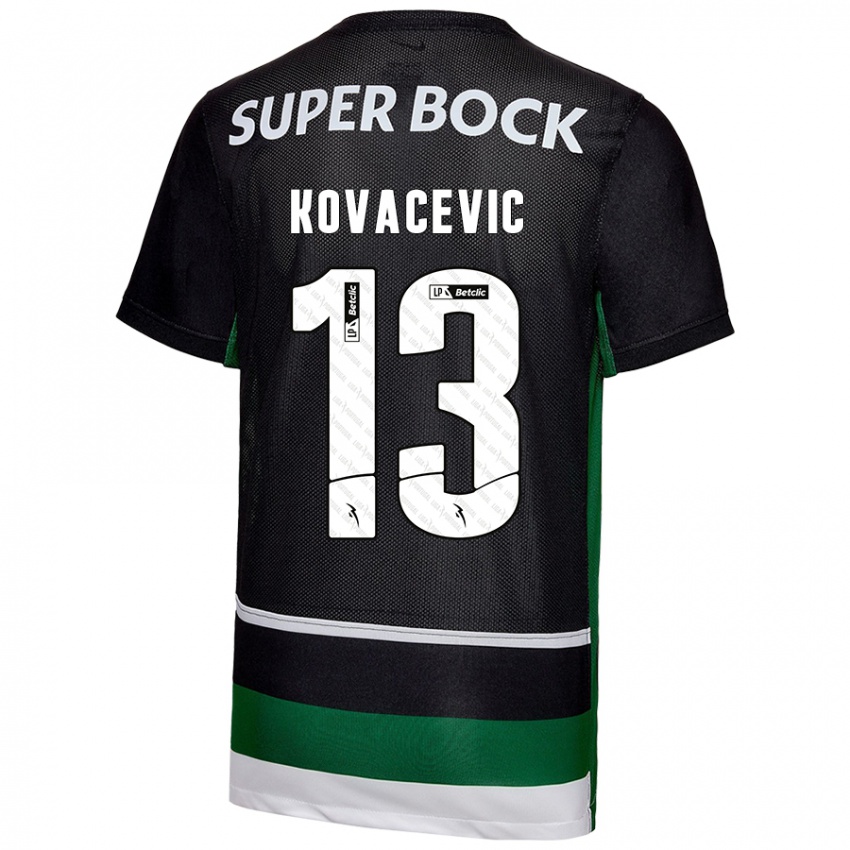 Niño Camiseta Vladan Kovacevic #13 Negro Blanco Verde 1ª Equipación 2024/25 La Camisa