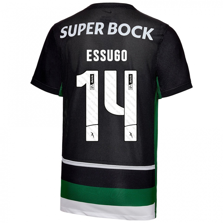 Niño Camiseta Dário Essugo #14 Negro Blanco Verde 1ª Equipación 2024/25 La Camisa