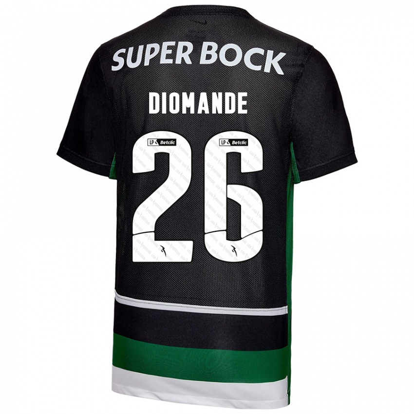 Niño Camiseta Ousmane Diomande #26 Negro Blanco Verde 1ª Equipación 2024/25 La Camisa