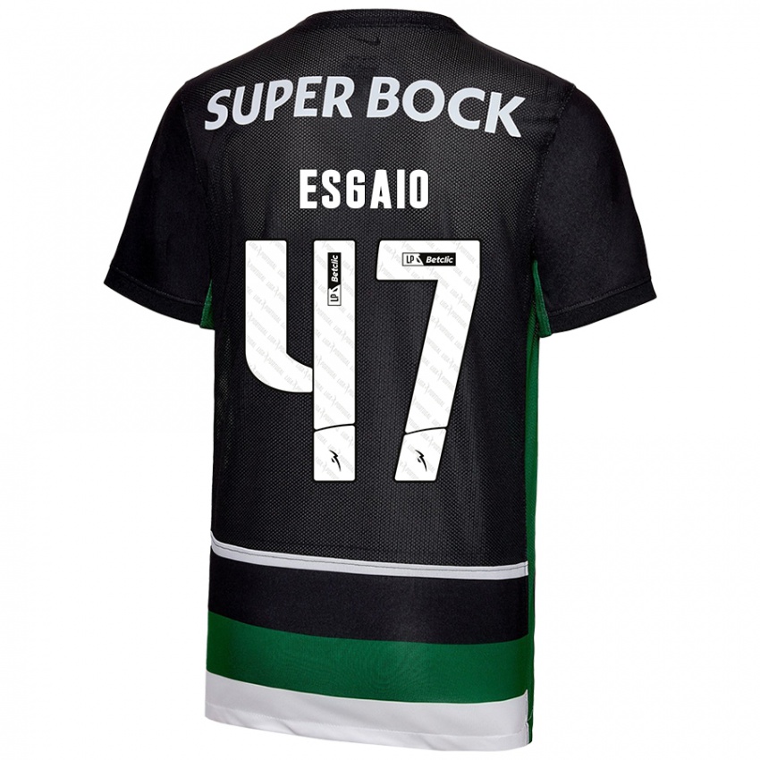 Niño Camiseta Ricardo Esgaio #47 Negro Blanco Verde 1ª Equipación 2024/25 La Camisa