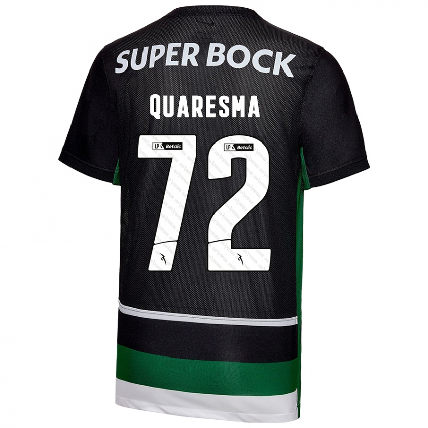 Niño Camiseta Eduardo Quaresma #72 Negro Blanco Verde 1ª Equipación 2024/25 La Camisa