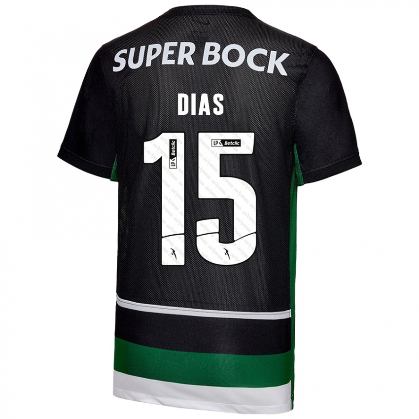 Niño Camiseta Rodrigo Dias #15 Negro Blanco Verde 1ª Equipación 2024/25 La Camisa