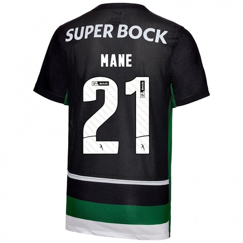 Niño Camiseta Isnaba Mané #21 Negro Blanco Verde 1ª Equipación 2024/25 La Camisa