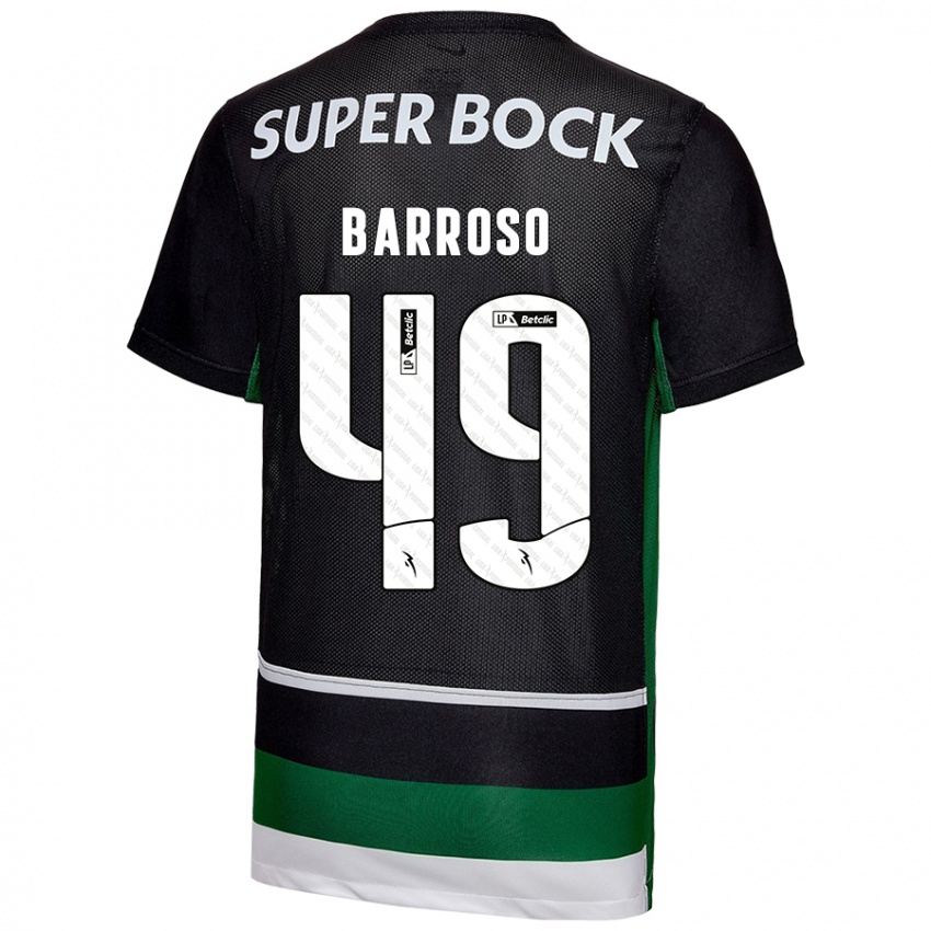 Niño Camiseta Leonardo Barroso #49 Negro Blanco Verde 1ª Equipación 2024/25 La Camisa