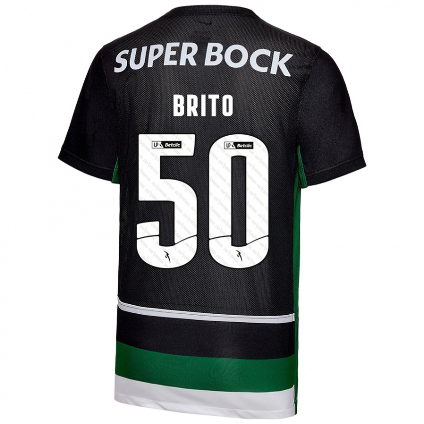 Niño Camiseta Alexandre Brito #50 Negro Blanco Verde 1ª Equipación 2024/25 La Camisa