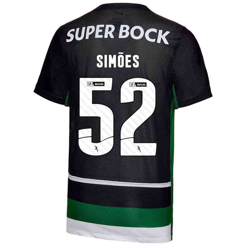 Niño Camiseta João Simões #52 Negro Blanco Verde 1ª Equipación 2024/25 La Camisa