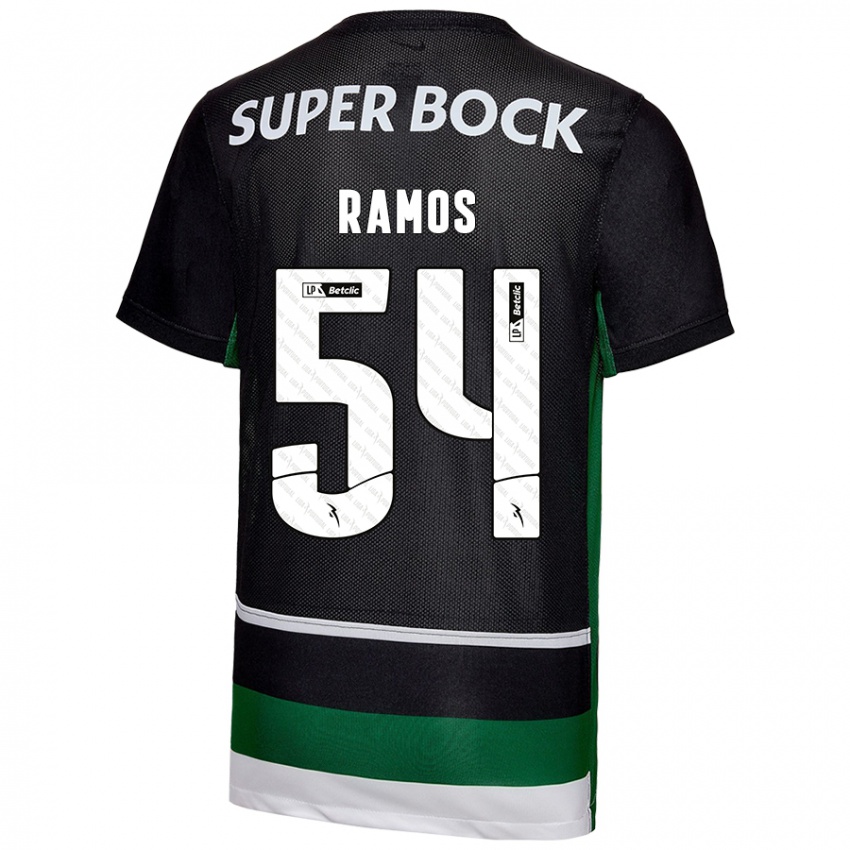 Niño Camiseta Bruno Ramos #54 Negro Blanco Verde 1ª Equipación 2024/25 La Camisa