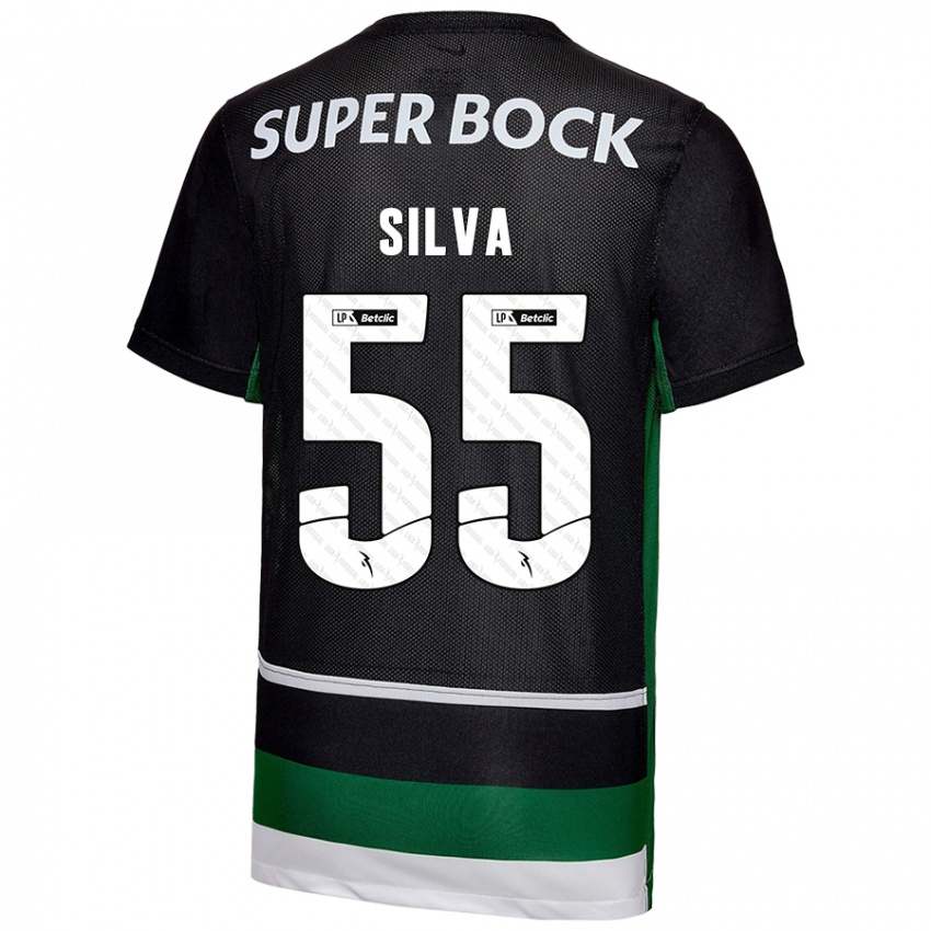 Niño Camiseta José Silva #55 Negro Blanco Verde 1ª Equipación 2024/25 La Camisa