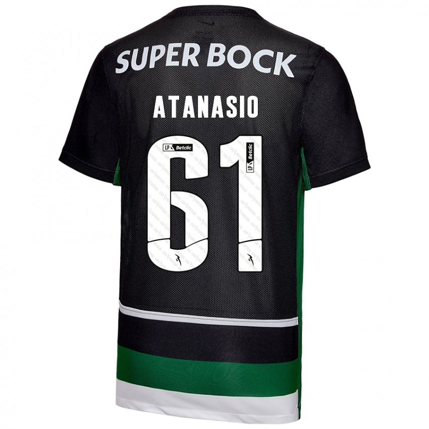 Niño Camiseta Atanásio #61 Negro Blanco Verde 1ª Equipación 2024/25 La Camisa