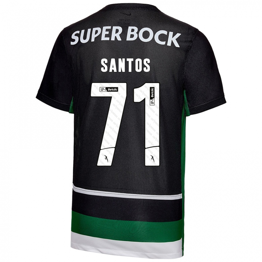 Niño Camiseta Denilson Santos #71 Negro Blanco Verde 1ª Equipación 2024/25 La Camisa