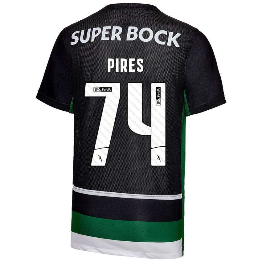 Niño Camiseta Guilherme Pires #74 Negro Blanco Verde 1ª Equipación 2024/25 La Camisa