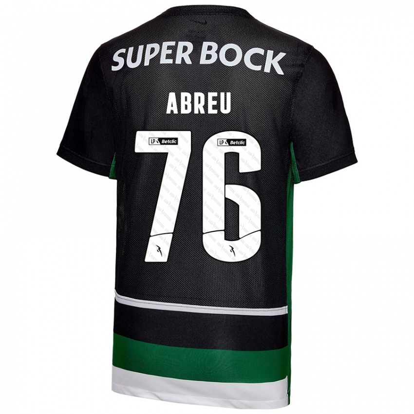 Niño Camiseta Diogo Abreu #76 Negro Blanco Verde 1ª Equipación 2024/25 La Camisa