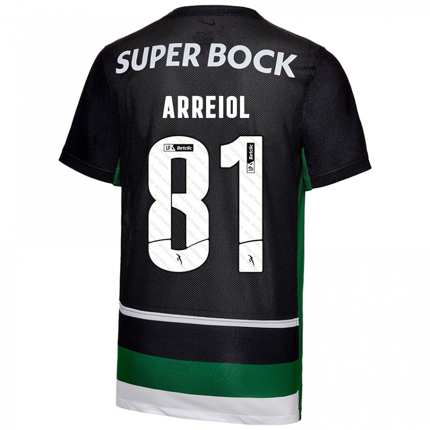 Niño Camiseta Henrique Arreiol #81 Negro Blanco Verde 1ª Equipación 2024/25 La Camisa