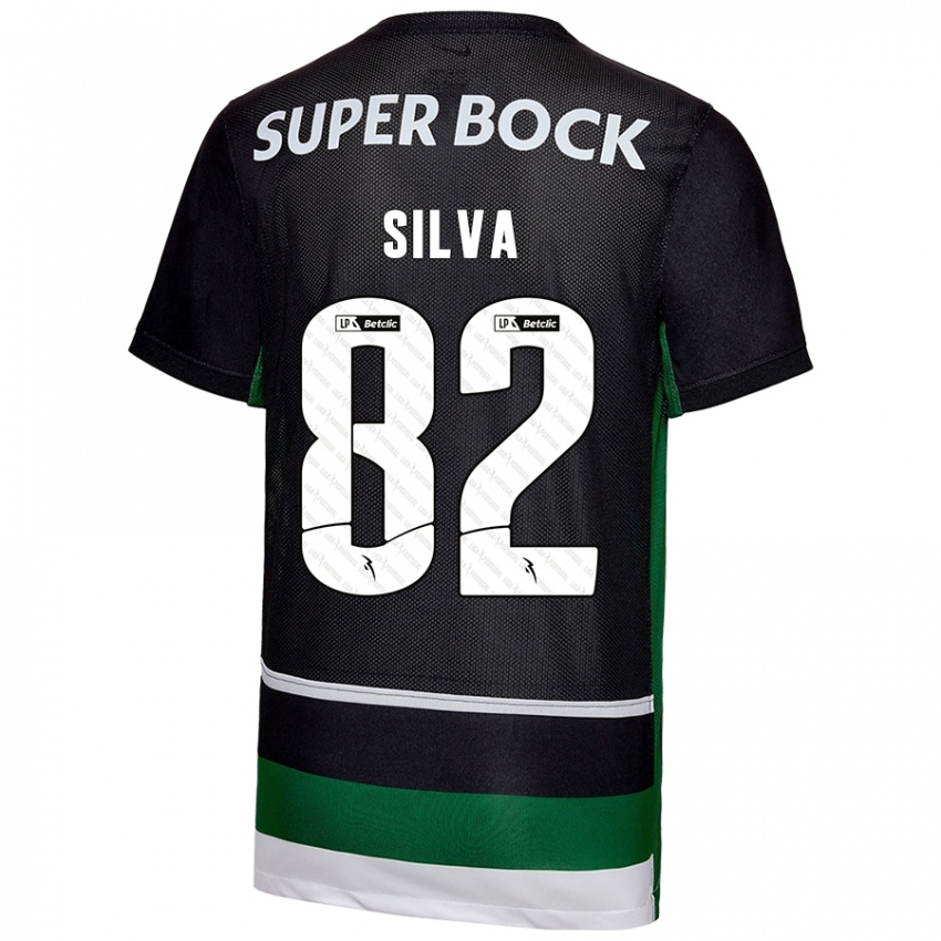 Niño Camiseta Gabriel Silva #82 Negro Blanco Verde 1ª Equipación 2024/25 La Camisa