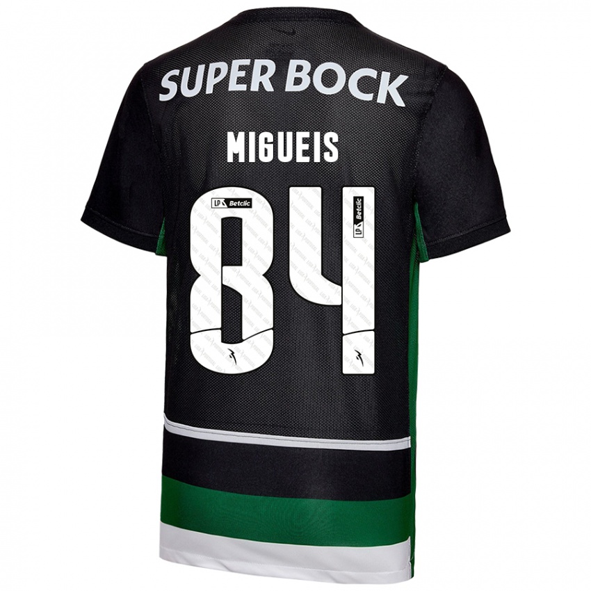 Niño Camiseta Pedro Miguéis #84 Negro Blanco Verde 1ª Equipación 2024/25 La Camisa