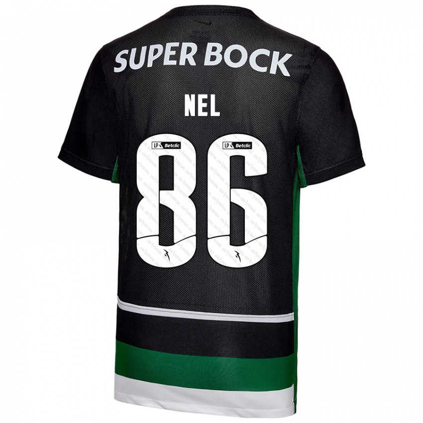 Niño Camiseta Rafael Nel #86 Negro Blanco Verde 1ª Equipación 2024/25 La Camisa