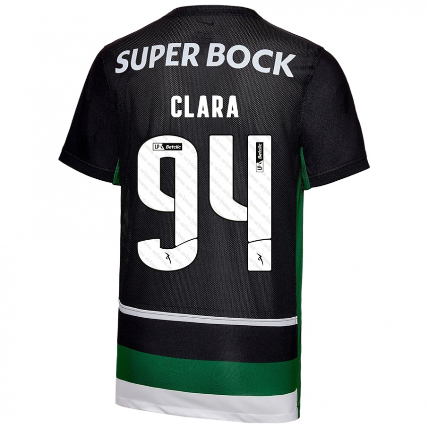 Niño Camiseta Diogo Clara #94 Negro Blanco Verde 1ª Equipación 2024/25 La Camisa