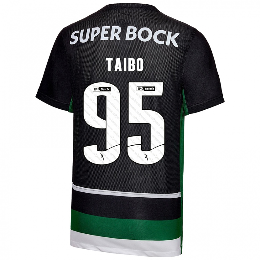 Niño Camiseta Lucas Taibo #95 Negro Blanco Verde 1ª Equipación 2024/25 La Camisa