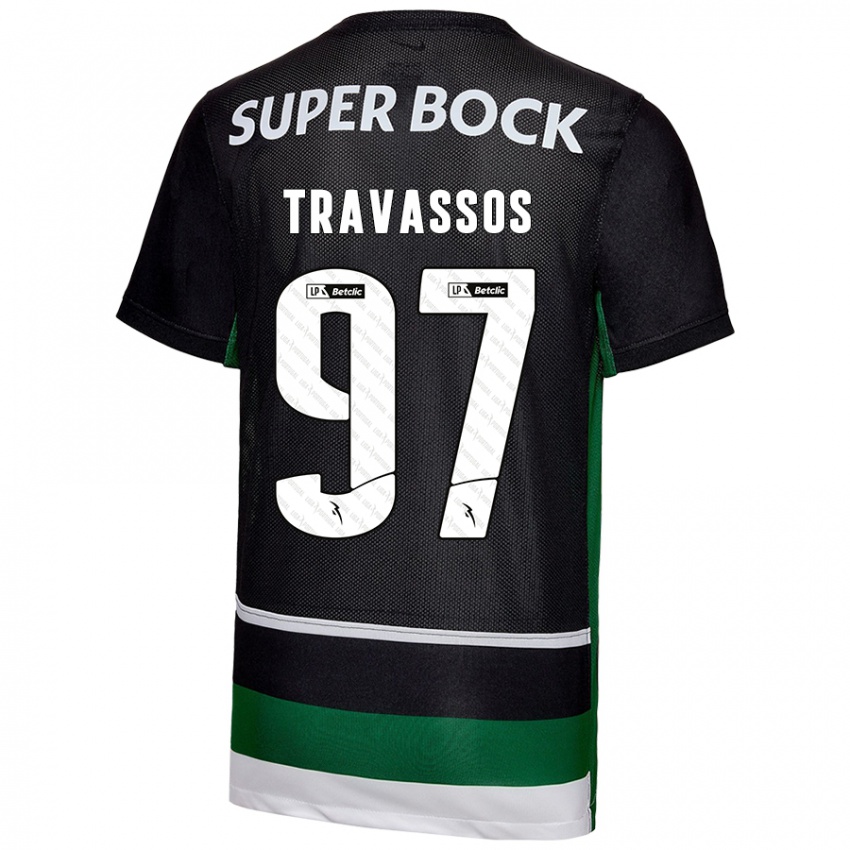 Niño Camiseta Travassos #97 Negro Blanco Verde 1ª Equipación 2024/25 La Camisa