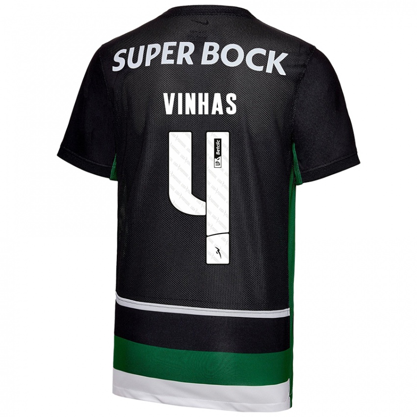 Niño Camiseta Gabriela Vinhas #4 Negro Blanco Verde 1ª Equipación 2024/25 La Camisa